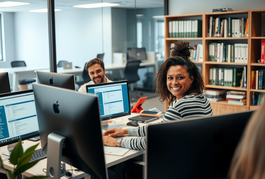 Happy workers in an office