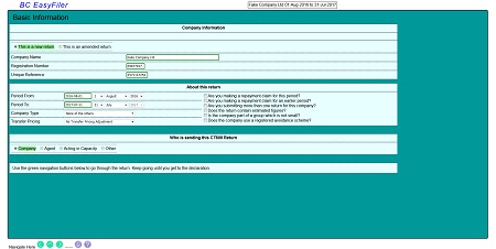 screen shot of first form page